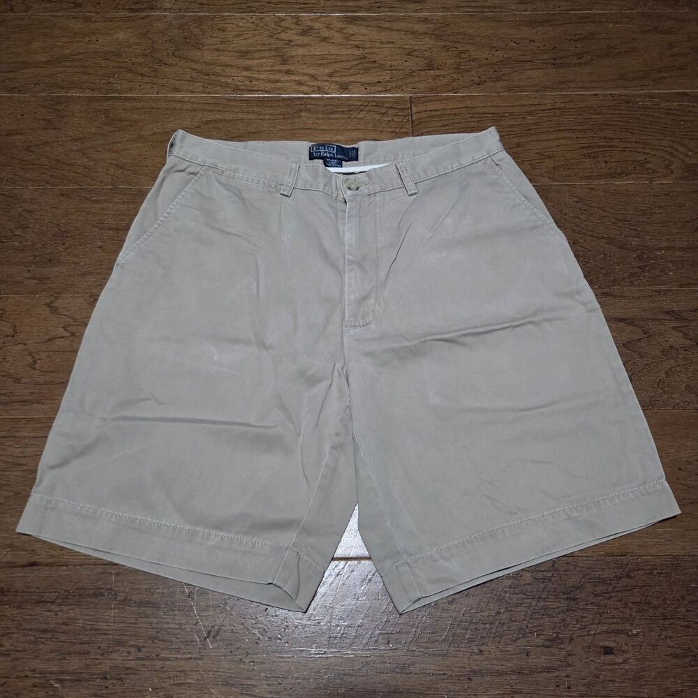 Polo Ralph Lauren Prospect Short Mens 34 Khaki Tan Cotton Twill Chino Preppy